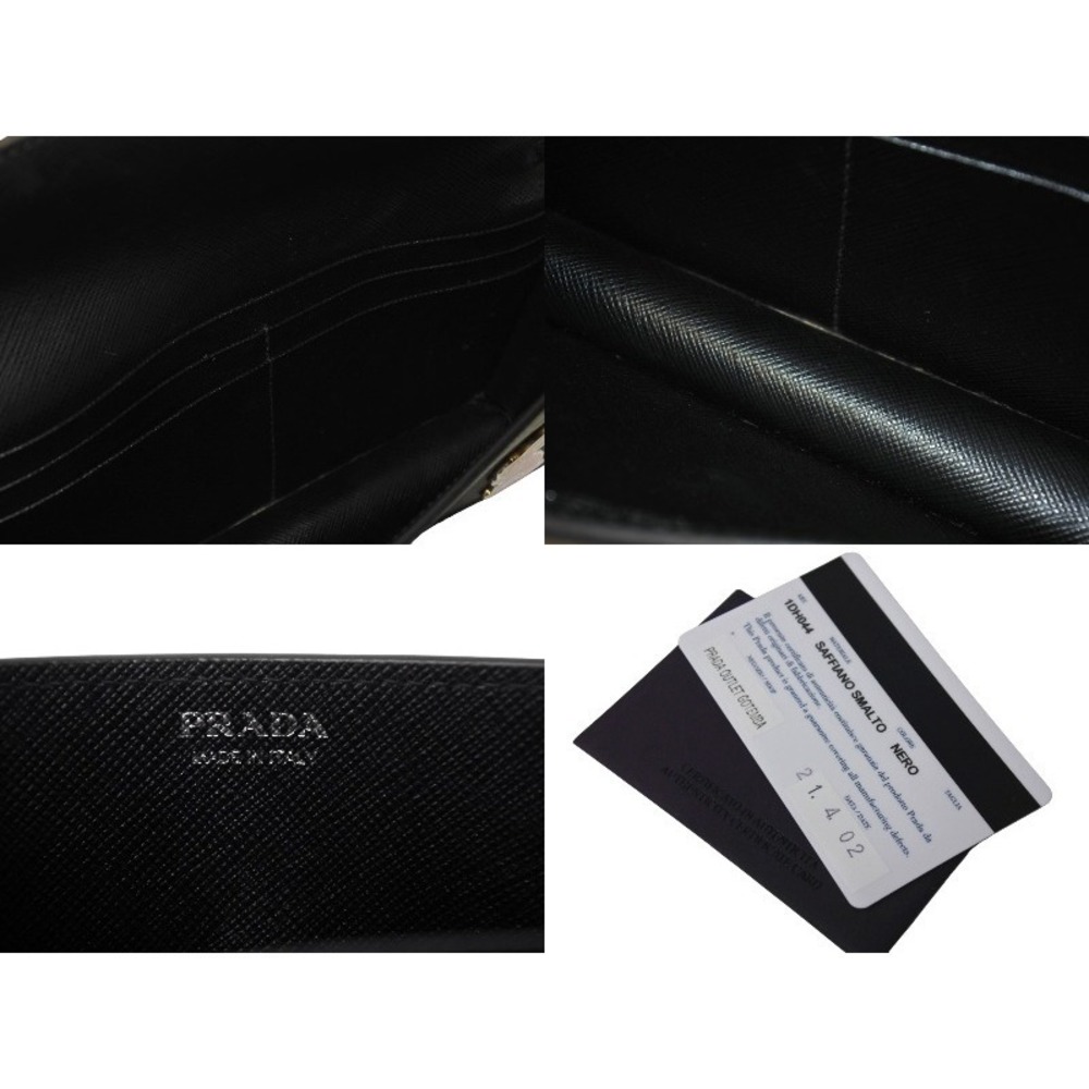 PRADA Batch Chain Shoulder Bag Black SAFFIANO SMALTO Leather Logo - Picture 8 of 8